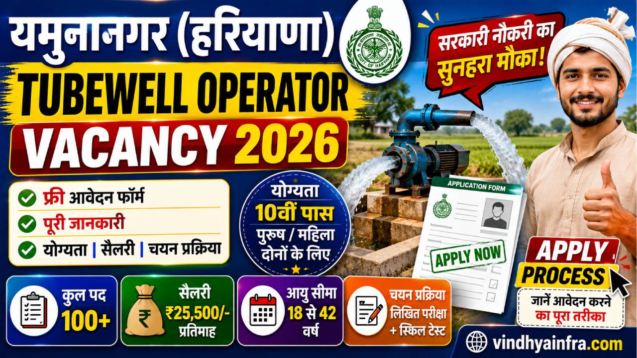 Yamuna Nagar Tubewell Operator Vacancy 2026